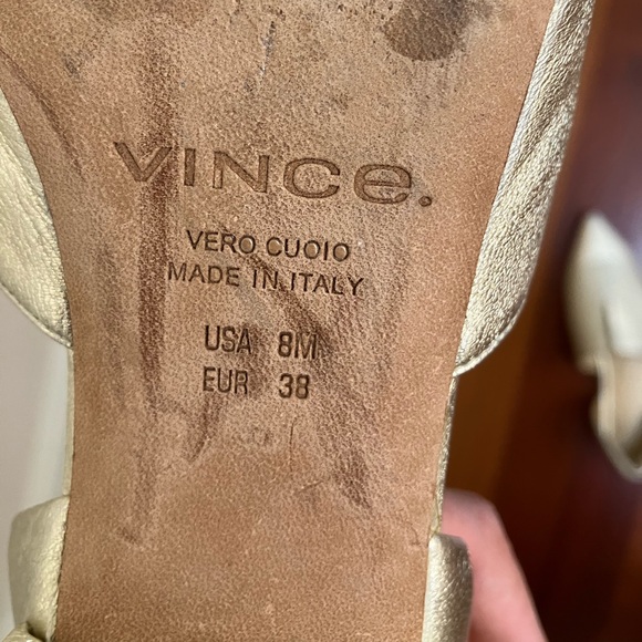 Vince Gold Leather Pointed D’orsay Flats - Picture 11 of 13